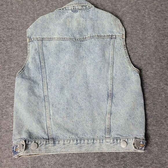 Maje Sleeveless Vest Women's Size 38 Blue Demin Washed Jacket - Picture 2 of 11